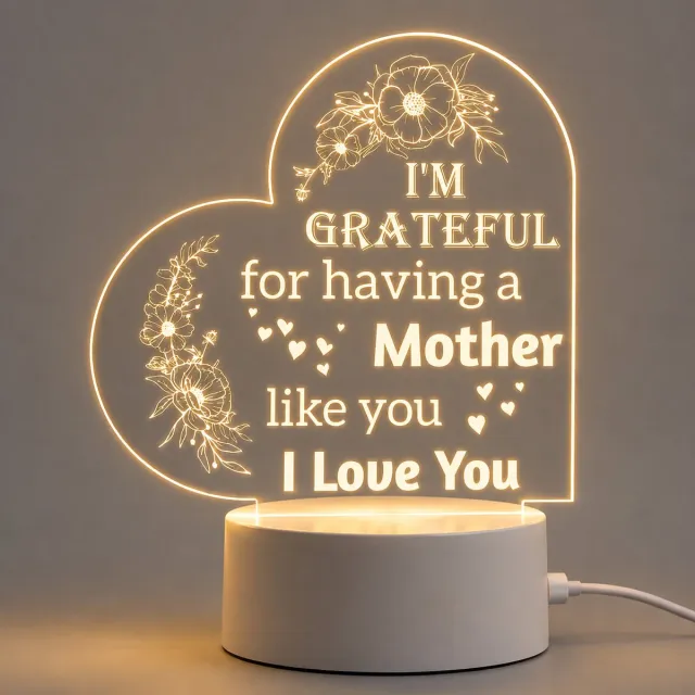 Nina's Giftshop Nina’s Giftshop® 3D LED Lamp Moederdag – Hart Lamp met “I Love You” – Warm Wit Licht – USB Aansluiting – Moederdag Cadeau – Cadeau voor Moeder Model 5 - Moederdag