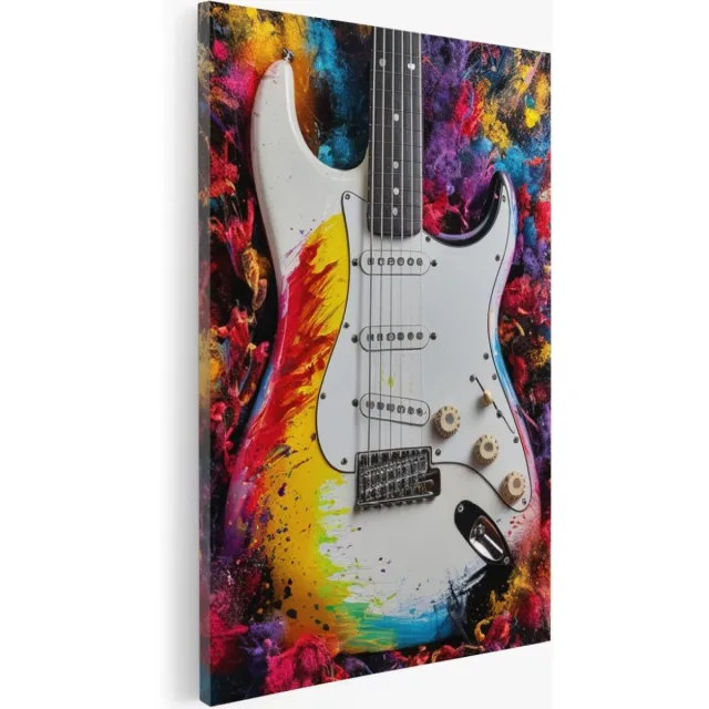 Saammp Canvas Schilderij - Abstract - Muziek - Gitaar - 75x100 - Foto op canvas - Wanddecoratie - Muurdecoratie Woonkamer - Slaapkamer decoratie - Canvas Print Multicolor