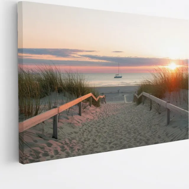 Saammp Canvas Schilderij - Pad naar het strand - Nederland - Landschap - Natuur - 45x30 - Foto op canvas - Wanddecoratie - Muurdecoratie Woonkamer - Slaapkamer decoratie - Canvas Print Multicolor