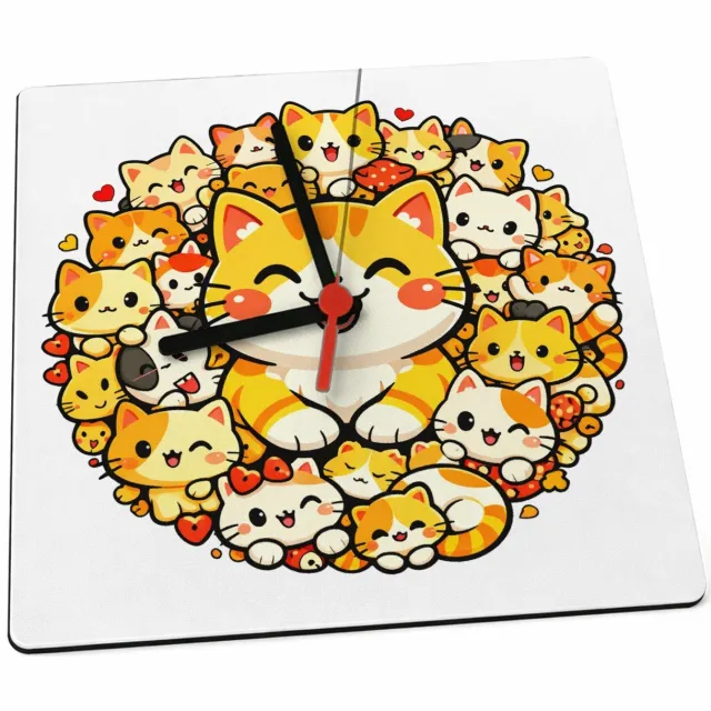Mr Cadeautjes Klok 19 x 19 - design Een compacte cirkel van vrolijke dieren rond één grote hoofd | cadeau Wit