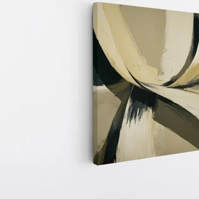 Saammp Canvas Schilderij - Strepen - Beige - Abstract - 40x40 - Foto op canvas - Wanddecoratie - Muurdecoratie Woonkamer - Slaapkamer decoratie - Canvas Print Multicolor