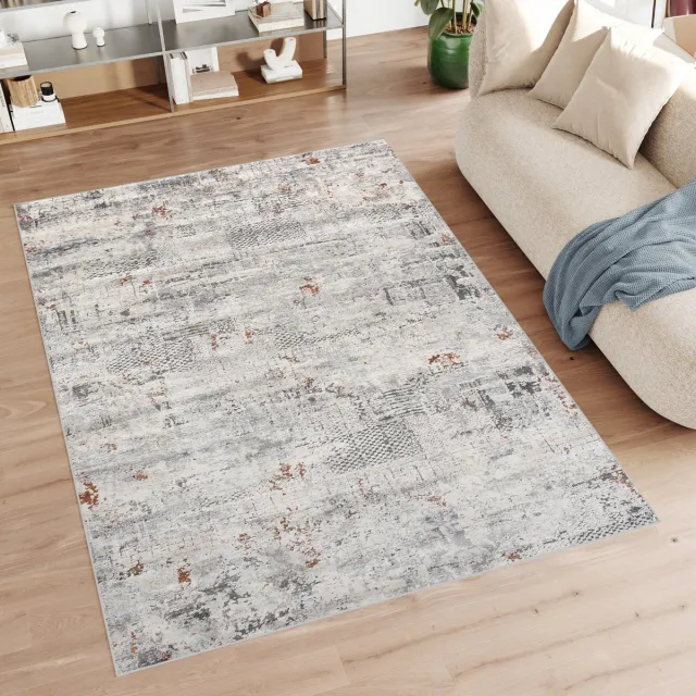 Tapiso Feyruz Vloerkleed Creme Modern Woonkamer Laagpolig Abstract Tapijt Creme 3