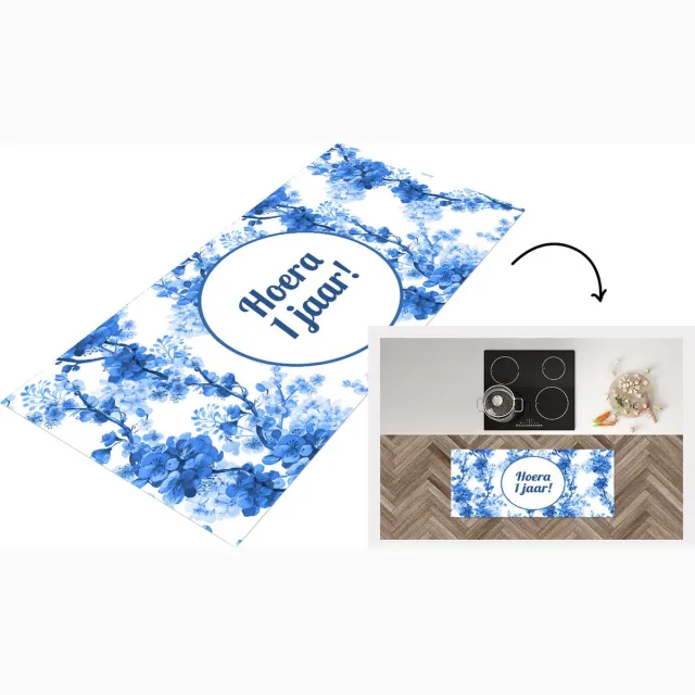 KitchenYeah Keukenloper - Loper keuken - Jubileum Jaar - Bloem - Keukenloper vinyl Multicolor