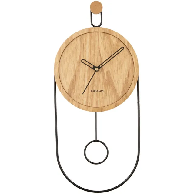Karlsson Wandklok Swing - Licht Hout - 20x4x46cm - Wandklok Scandinavisch,Modern Bruin