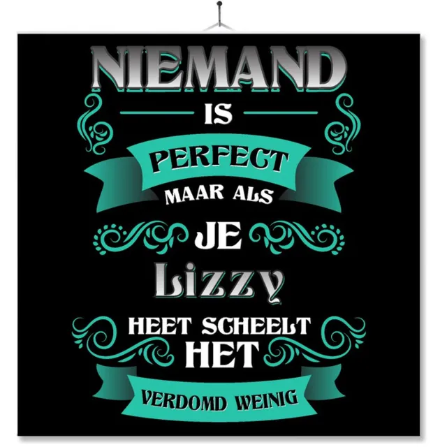 MC Living Tegel Met Opdruk | Kado | Cadeau | Niemand Is Perfect Maar Als Je Lizzy Heet Scheelt Het Verdomd Weinig Multi-Color