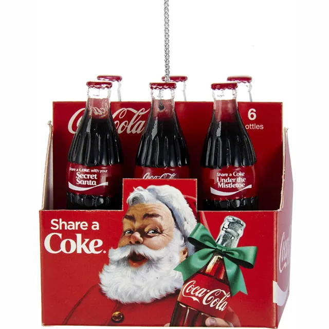 Kurt S. Adler kunststof kerstbal Coca-cola 6-pack 7cm rood