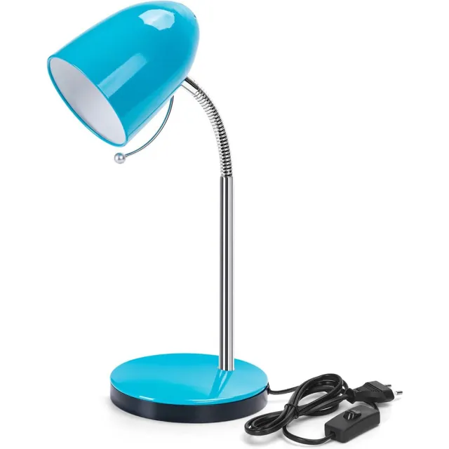 Aigostar Bureaulamp - Verstelbaar - E27 fitting - H 280mm - Retro tafellamp - Leeslamp - Blauw