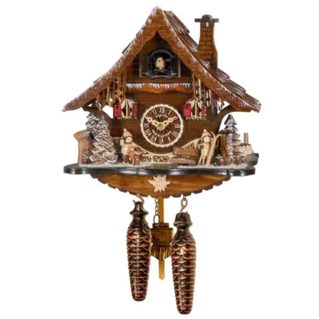 Engstler 47124_Q - Koekoeksklok - Kwarts - Notenhout - 31 cm Bruin