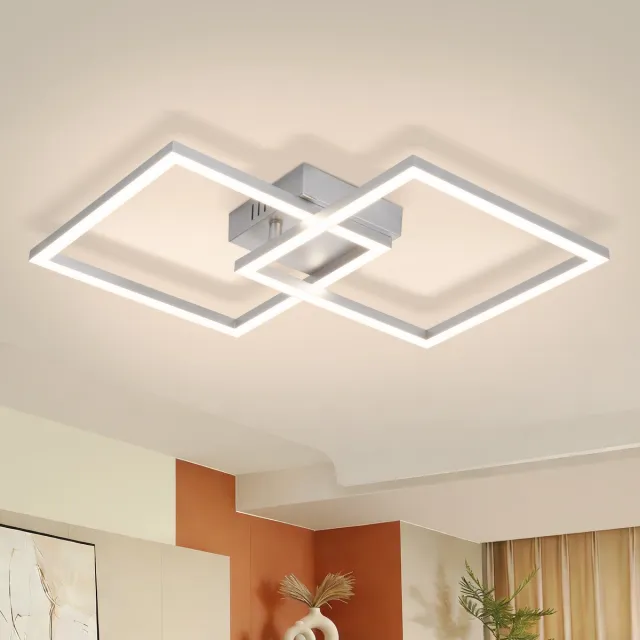 NETTLIFE LED Plafondlamp - Rechthoekig - Zilver - 24W - 4000K Neutraal Wit - Draaibaar Modern Design - Slaapkamer Woonkamer Keuken Hal Zilver-2