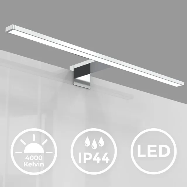 B.K.Licht LED Spiegellamp - wandlamp met chroom kleur - badkamerverlichting - l:60cm - IP44 - 4.000K - 8W Zilver (60cm)