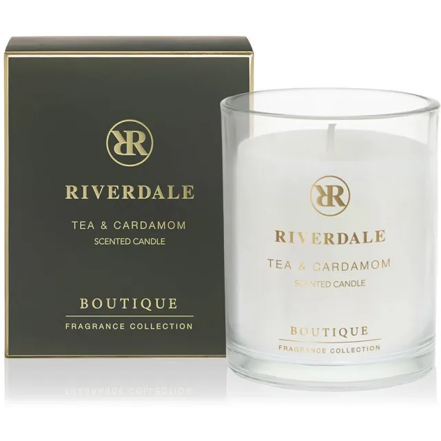 Riverdale geurkaars in pot Boutique - Tea & Cardamom - 10cm groen