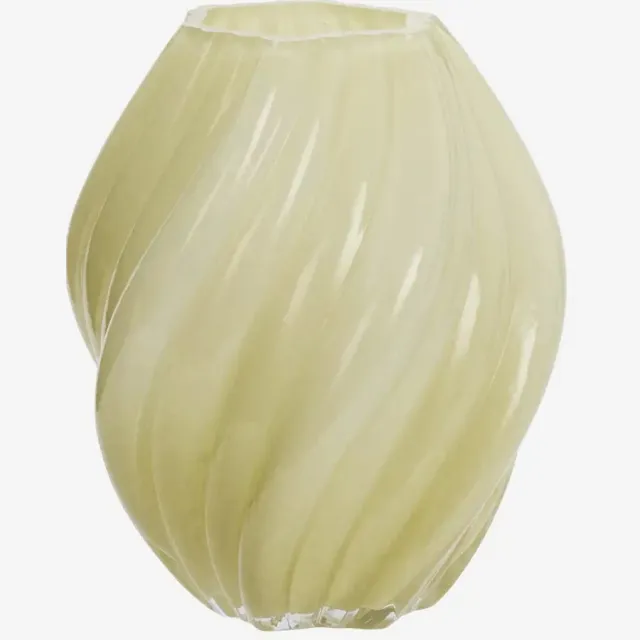 Madam Stoltz Glazen Vaas Gedraaid Design - Honey Lichtgeel