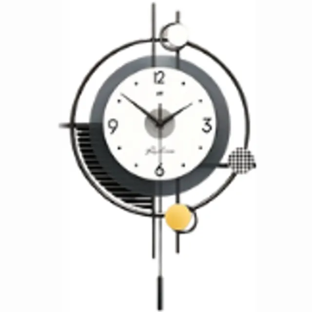 J.T.R Wandklok-Moderne luxe wandklok-stille,Anti-tik-Geometrisch Ontwerp en Gouden Accenten-Metaal. Zwart