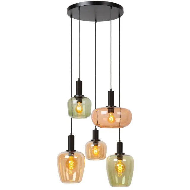 Lucide ILONA - Hanglamp - 5xE27 - Zwart