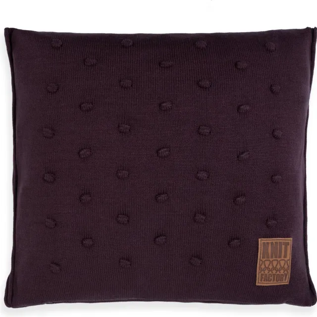 Knit Factory Noa Sierkussen - Vierkant kussen - Kussen woonkamer - Bank kussen - Decoratie kussen - Aubergine - 50x50 cm - Kussenhoes inclusief kussenvulling