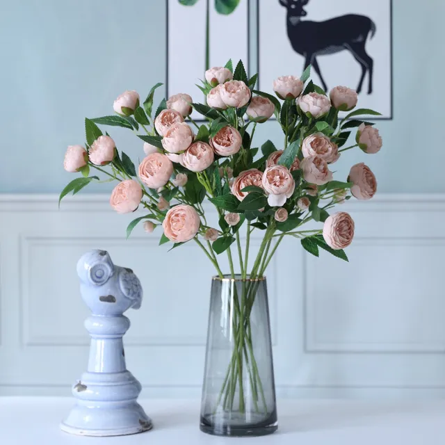 Sasanqua Zijden Boeket Camelia – 58cm hoog – 8 stelen - doe-het-zelf boeket – DIY – alle kunstbloemen los geleverd – Lente – multi color – Kunstbloemen - nep bloemen - nepbloemen - kunstplanten Roze