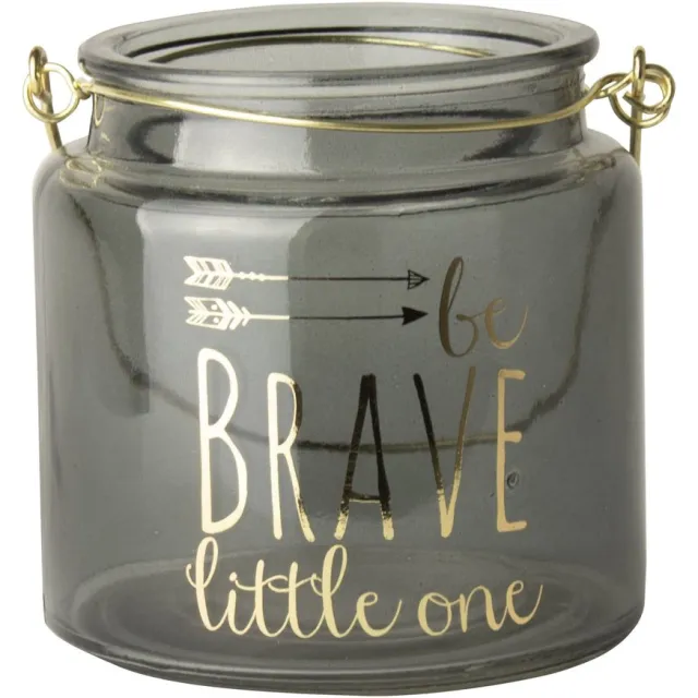 Gusta Glazen Waxinelichthouder Be Brave Little One 10 cm Grijs Glas