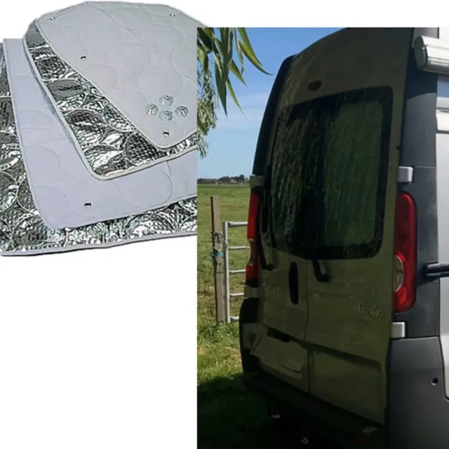 Geschikt voor Renault Raamisolatie Geschikt voor Renault Trafic Opel Vivaro Raamisolatie voor achterdeuren VERHOOGD Bouwjaar 2001-2013 grijs