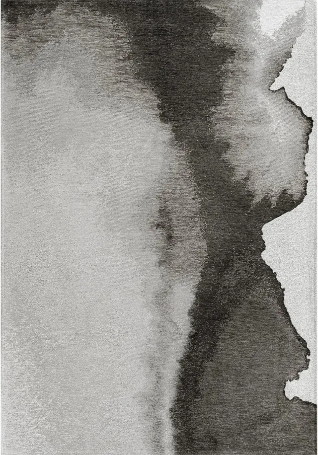 Louis de Poortere Wasbaar Binnen & Buiten Vloerkleed - 200 x 280 cm - Louis De Poortere Lagoon Black Shadow - Laagpolig Tapijt - Gerecycled PET - Made in Belgium - Circulair Zwart