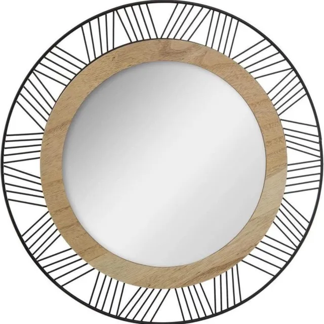 Atmosphera Ronde wandspiegel bohemian - met ophanghaak - zwart - metaal/mdf/glas - Dia 45cm