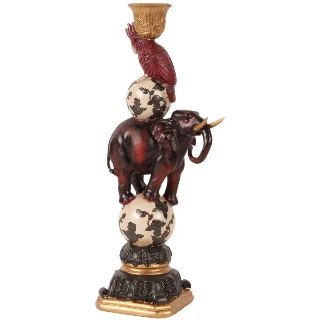 Baroque Kandelaar - Kandelaar Olifant 30 cm - Rood - Resin - 30.5x12x9 - Polyresin Mixed