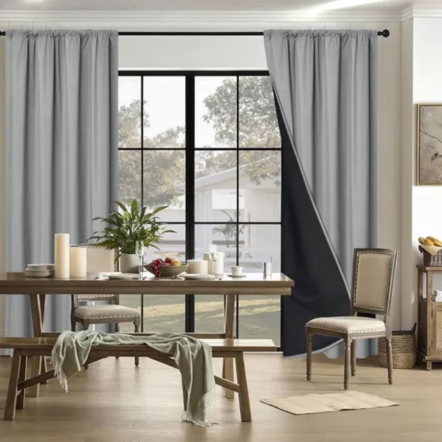 Ulisem Verduisterende Gordijnen Van Polyester Met Staafzak - Woonkamer Gordijnen - 100% Verduisterend - Warmte-Isolerend - Geluiddempend - Anti-UV - Grijs - 200x100cm - 1 Stuk