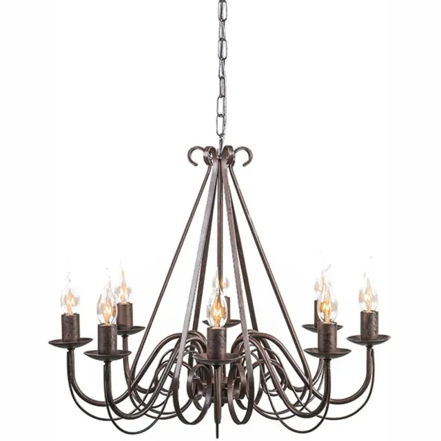 QAZQA Giuseppe 8 - Italiaanse kroonluchter - 8 Lichts - Ø60 cm - roestbruin