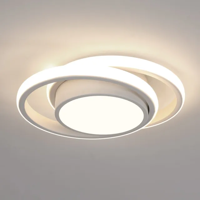 Haobosic Plafonnier LED rond 32W 2350lm - Lumière naturelle 4500K - Diamètre 28cm - Pour toutes pièces (couloir, chambre, salle de bains, cuisine, salon) White