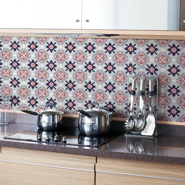 Ambiance Sticker Zelfklevende tegelmuurstickers voor keuken en badkamer - 24 Azulejos Ambroggio tegelstickers - 24 stickers 15x15cm Multi color