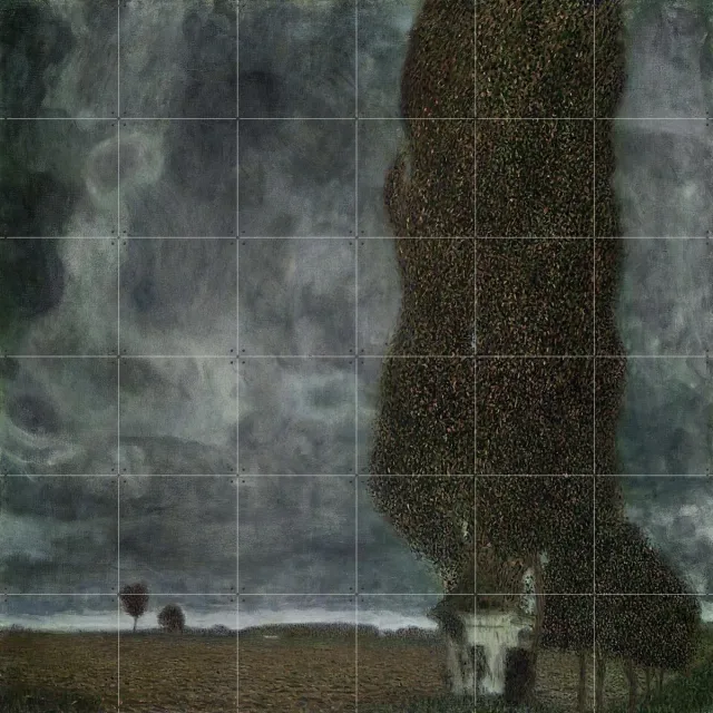 IXXI Approaching Thunderstorm, Gustav Klimt & Bridgeman Images - 120 x 120 cm - Grote wanddecoratie en posters - Art Nouveau, Postimpressionisme Grijs / Donkere tinten