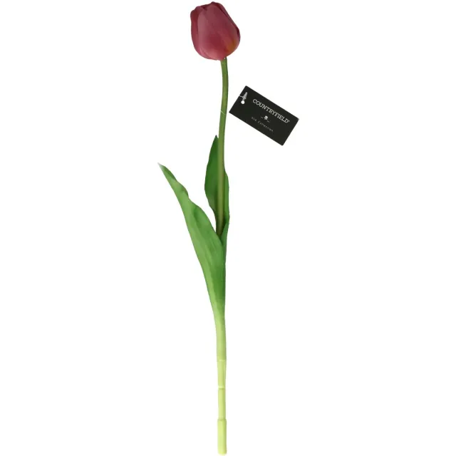 Countryfield Countryfield Kunstbloem Tulp Tulipa - 44 cm - paars - Real Touch - kunst zijdebloemen