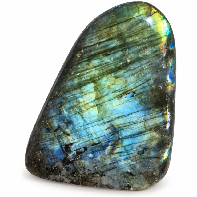 S4H Labradoriet Edelsteen – Gepolijst – 254 gram – Uniek Stuk – Staande Siersteen – Blauwgroene en Gouden Glans Labradoriet Gepolijst 254 gram