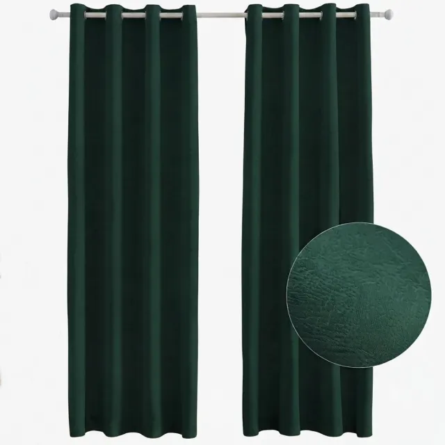 TridgeX Verduisteringsgordijnen 140 x 180 cm - Set van 2 - Thermisch Isolerend - 80% Verduisterende gordijnen - Geluidsreducerend - Met Oogjes - Donkergroen