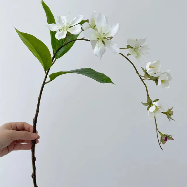 WiseGoods Luxe Jasmijn Plant Kunstbloem - Kunsttakken - Woondecoratie Kunstbloemen - Nepbloemen - Decoratie - Cadeau - Wit 80CM