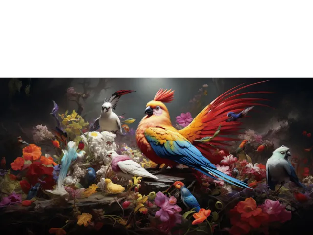 Glasschilderij Papegaai met vogels 160x80