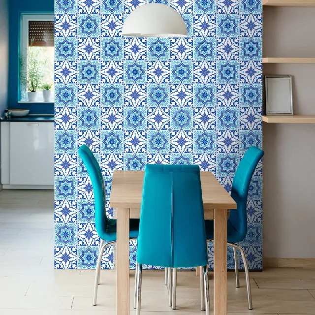 Ambiance Sticker Zelfklevende tegelmuurstickers voor keuken en badkamer - 60 Azulejos Inalia tegelstickers - 60 stickers 10x10cm Multi color