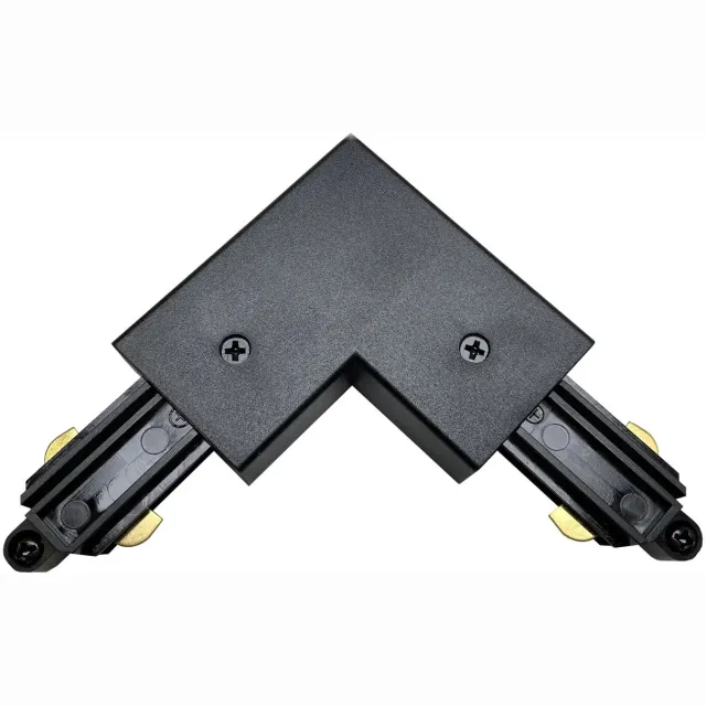 Fantasia Track 1F L-connector zwart met aardeaansluiting aan de buitenzijde – haakse verbinding voor 1-fase trackrail, Deco-collectie