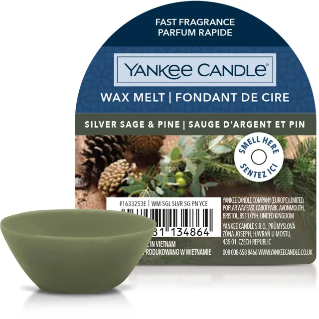 Yankee Candle Silver Sage & Pine - Wax Melt - 8 branduren Groen