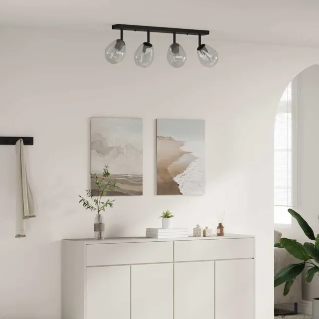 vidaXL Plafondspot Zwart 73,5 x 13 x 26 cm Glas en Metaal