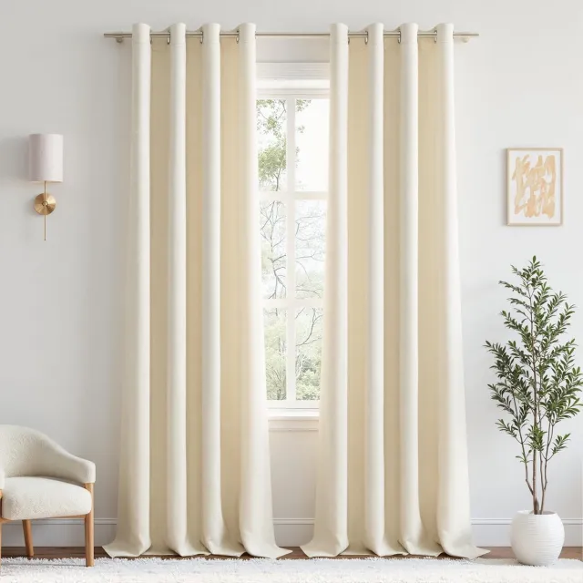 Famanu Thermo-verduisteringsgordijnen voor binnen, 2 stuks, 140 x 245 cm, warmte-isolerend met inslagringen Zwart