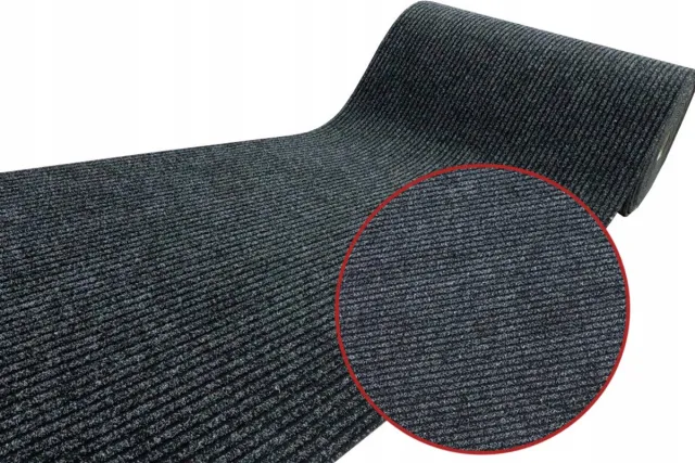DYWANY ZA GROSZE Antraciet deurmat op maat, 80cm breed, antislip, onderhoudsvriendelijk