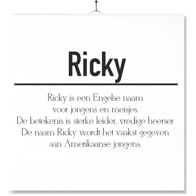 MC Living Tegel Met Opdruk | Betekenis | Kado | Cadeau | Met Naam - Ricky Multi-Color