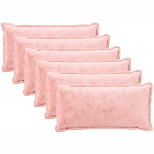 vidaXL Dekenkussen - 6 - st - HOUTEN - Roze - 40 - x - 80 - cm - Flanel