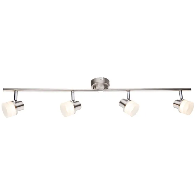 Globo Lighting Plafondlamp woonkamerlamp plafondlamp eetkamerlamp slaapkamerlamp, metaal zilver chroom, 4 beweegbare spots, 3,5W 190Lm 3000K warm wit, L 80 cm