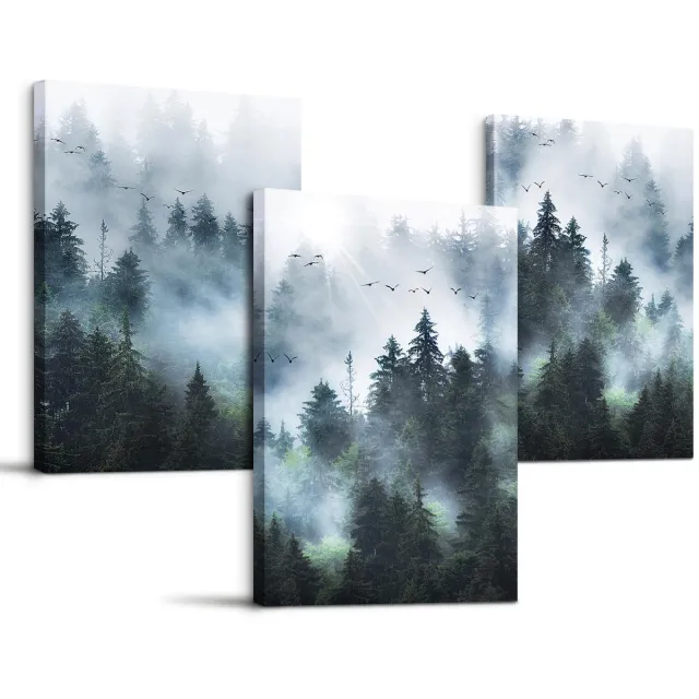 Ibenzoa Mystieke Boslandschap Kunstdruk voor Diverse Ruimtes - Moderne Decoratie blauw