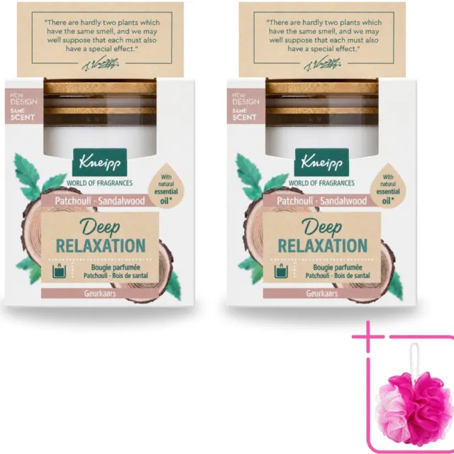 Kneipp 2 x Kneipp - Geurkaars - Deep Relaxation - Sandelhout & Patchouli - 20 branduren - Bulkverpakking - Geurkaars - Douchemop - Ontspanning Wit