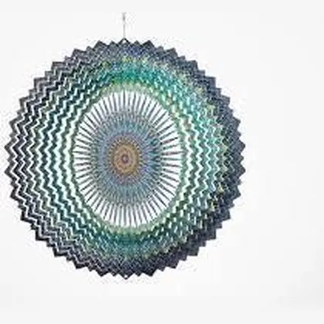 Spin Art/Cooking Vinyl Spin Art windspinner mandala space RVS - Ø 30 cm - groen Multicolor