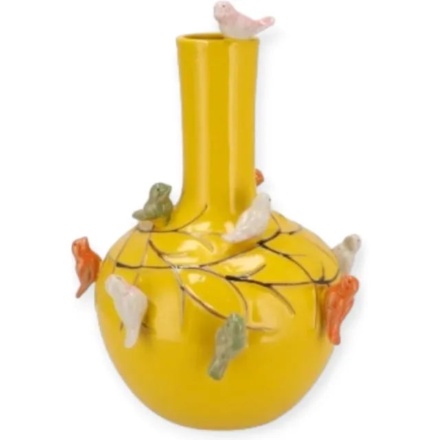 DK design Daan Kromhout - Bird Vase - Vaas - Tube - Geel - D13 x H15 cm - Keramiek