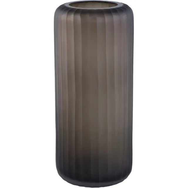 PTMD Wander Taupe Round Glass Handcut Striped Vase