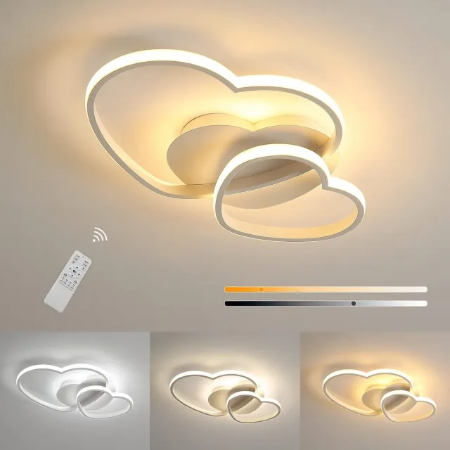 Goeco Plafondlamp - 50cm - Groot - Dimbare LED - 64W - 4800LM - Met Afstandsbediening/APP - 3000K~6500K - Creatieve Hartontwerp - Voor Woonkamer Slaapkamer Eetkamer Wit